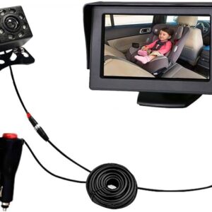 Cámara de coche para bebé 4.3 pulgadas HD Monitor de espejo de coche de bebé visión amplia