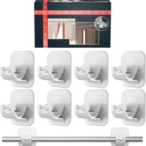 JHCJHC Barras de cortina adhesivas, soportes de barra de cortina sin taladro (SOLO TRAE 7)