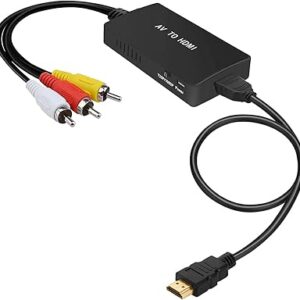 Convertidor RCA a HDMI, adaptador AV a HDMI Convertidor de audio de video CVBS a HDMI compuesto