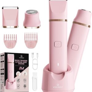 VG VOGCREST Afeitadora de para mujer corporal 2 en 1 con base de carga (rosa)
