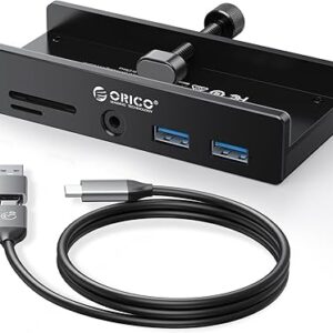 ORICO Hub USB 3.0, Abrazadera USB Hub con puerto de alimentación adicional adaptador USB C