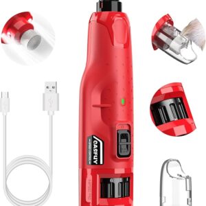 Casfuy Molinillo de uñas para perros silencioso, (45 db) de 6 velocidades con 2 luces LED