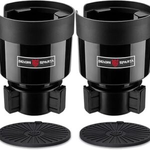 SEVEN SPARTA - 2 organizadores de portavasos para automóvil con base ajustable