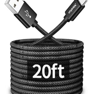 CLEEFUN Cable largo USB C de 20 pies, cable de carga USB a USB-C, cable de carga tipo C de 20 pies
