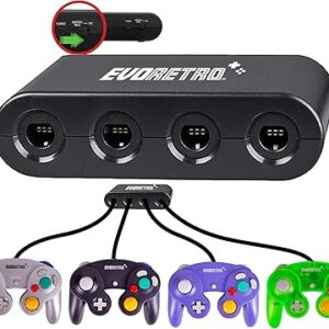 EVORETRO Adaptador para Gamecube Controller Wii U, Switch y PC USB - 4 Puertos (negro)