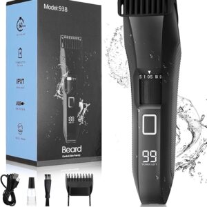 Recortadora de barba para hombres, 20 longitudes ajustables, impermeable inalámbrica, hoja en T