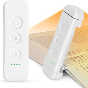 Glocusent Luz de libro recargable por USB, luz de lectura LED portátil con clip, luces de lectura
