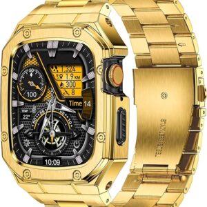 BAITEYOU Correa de acero inoxidable con estuche compatible con Apple Watch Series SE 3 2 1 (40mm)