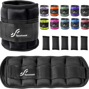 Sportneer Juego de pesas de tobillo ajustables, 1 par, de 2, 4, 6, 8 y 10 libras, correas