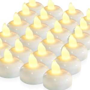 Homemory Paquete de 20 velas flotantes sin llama de 200 horas, velas LED parpadeantes blancas