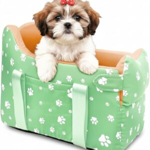 Cullaby Asiento de auto para perros pequeños de menos de 15 libras, desmontable y lavable, asiento