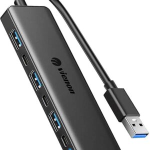 VIENON Adaptador USB 3.0 a HDMI (7 en 1) con puertos de alimentación y datos USB C