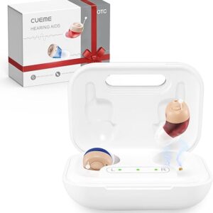 Audífonos recargables OTC sonido claro, hasta 48 horas de duración de la batería, estuche de carga