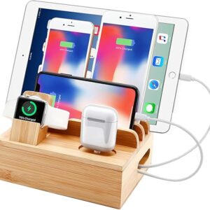 Sendowtek Estación de carga para múltiples dispositivos, estación de carga USB A/C 6 en 1