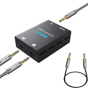 SGEYR - Conmutador de audio de 0.138 pulgadas, interruptor bidireccional 2 en 1, salida 1 en 2