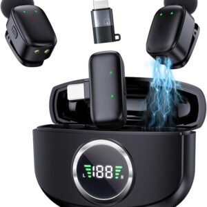 Mini Micrófono Inalámbrico Solapa Wireless Lavaier Combo para Android PC USB C con Estuche de Carga