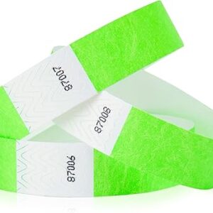5000 Pulseras Wristco de Tyvek, Verdes, de Neón, de 3/4 de pulgada.