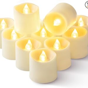 Homemory - Paquete de 12 velas votivas sin llama con temporizador LED, de larga duración a pilas