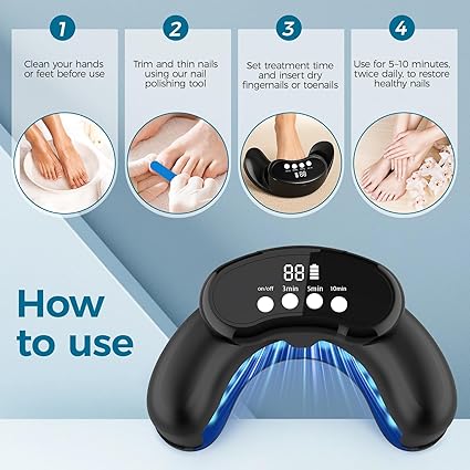Dispositivo de luz LED de tratamiento láser de hongos en las uñas, recargable (no trae limas) - Imagen 3