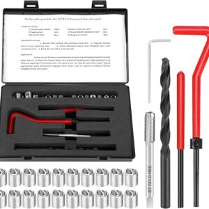 Kit de reparación de roscas M7x1 de 25 piezas, llave de taladro torcida de acero inoxidable