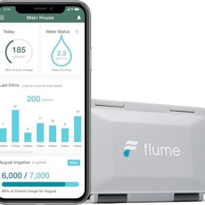 Flume 2 Smart Home Monitor de agua y detector de fugas – Conectado por WiFi, seguimiento de uso