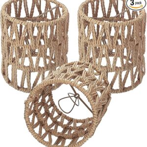 3 Pack de pantallas de lámpara de araña con clip, mini cilíndricas tejidas