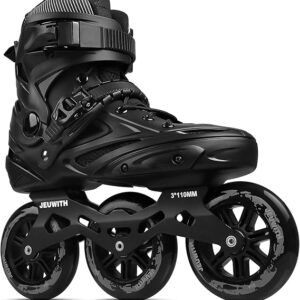 Patines en línea para hombre y mujer, 3 ruedas de 110 mm (Talla Hombres 8-9,5/Mujeres 10-11/28 cm)