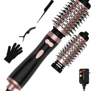 Cepillo secador de pelo, 3 en 1 giratorio redondo de aire con 2 cepillos (2 pulgadas y 1.5 pulgada)