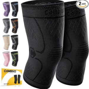 CAMBIVO - 2 rodilleras de compresión y soporte unisex para dolor de rodillas, desgarro de meniscos, lesión de LAC, artritis (negro, M)