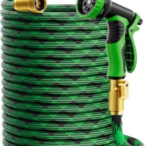 Manguera de jardín de 25 pies, manguera de agua no expandible, sin torceduras (No incluye boquilla)