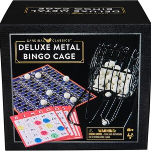 Spin Master Games, Cardinal Classics, jaula de juego de bingo de metal de lujo, tarjetas de bingo
