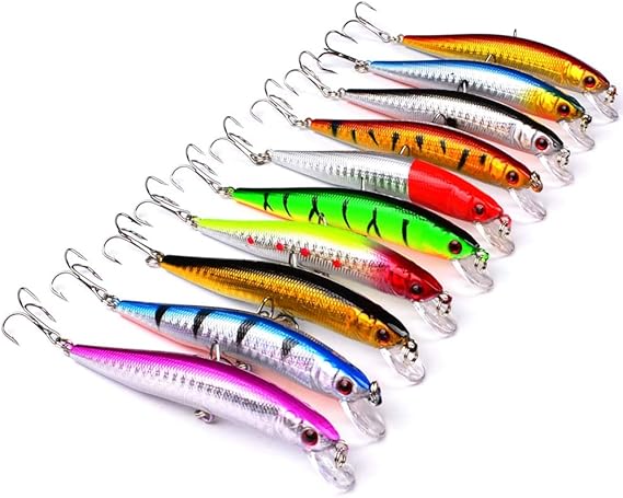 OriGlam 10 señuelos de pesca – Cebo de natación realista, señuelo duro Minnow para trucha - Imagen 7