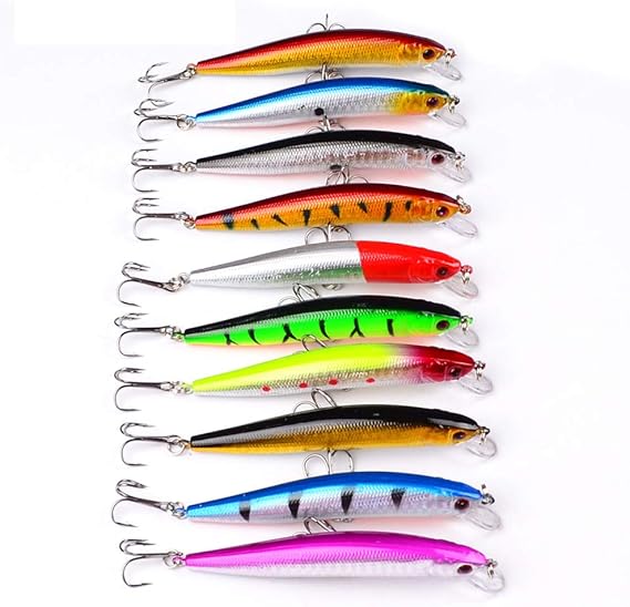 OriGlam 10 señuelos de pesca – Cebo de natación realista, señuelo duro Minnow para trucha - Imagen 6