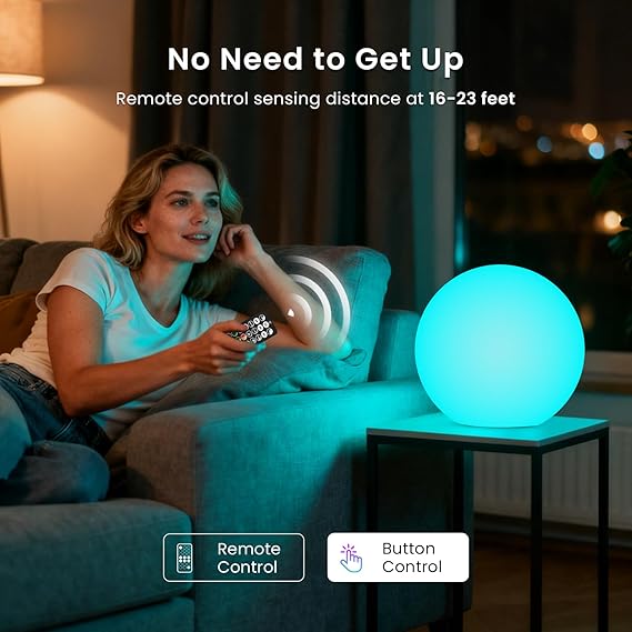Bola de luz LED vibrante, luz nocturna de 6 pulgadas con control remoto recargable (sin caja) - Imagen 5