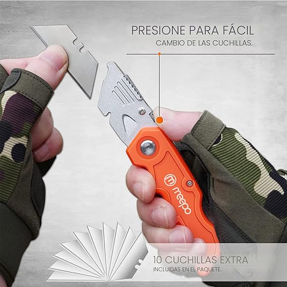Cortador de caja, paquete de 4 cortadores de cajas plegables resistentes para uso pesado, mango cómodo, con cuchillas adicionales de 10 piezas - Imagen 4