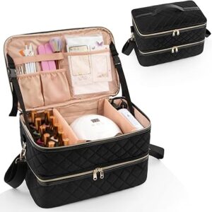 Estuche organizador de esmalte de uñas con capacidad para más de 50 botellas y lámpara de uñas