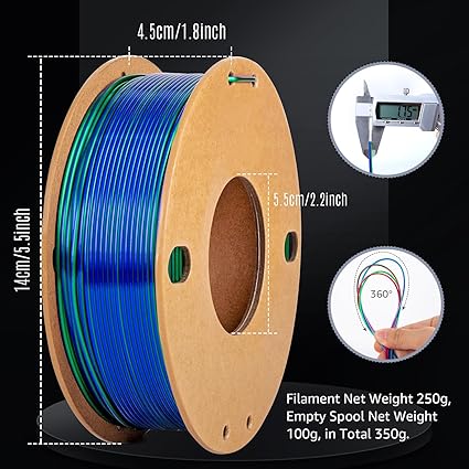 Silk PLA+ Pro 1.75mm filamento para impresora 3D - Paquete de 4 carretes multicolor (250gx4) - Imagen 4