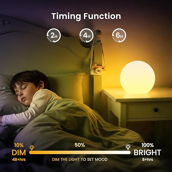 Bola de luz LED vibrante, luz nocturna de 6 pulgadas con control remoto recargable (sin caja) - Imagen 6