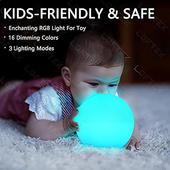 Bola de luz LED vibrante, luz nocturna de 6 pulgadas con control remoto recargable (sin caja) - Imagen 4
