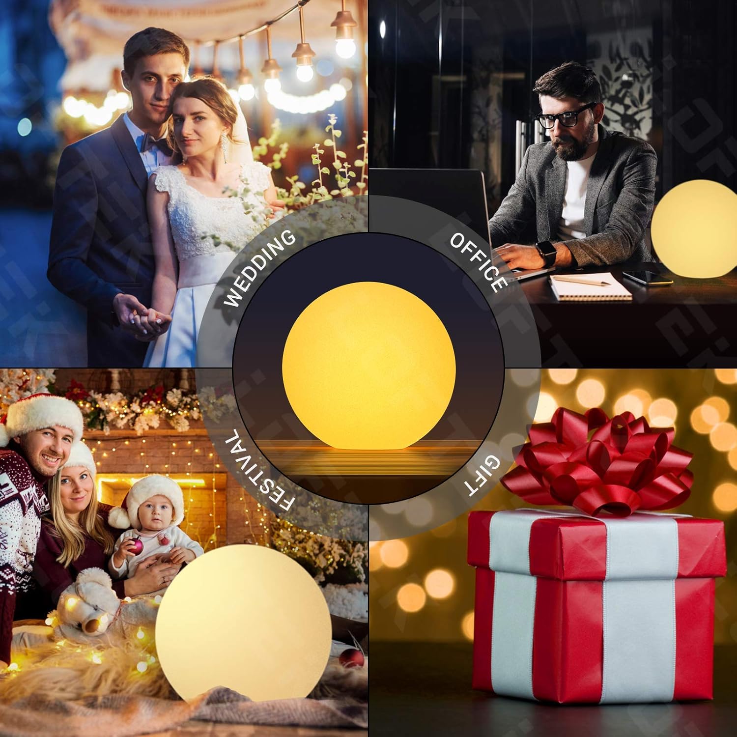 Bola de luz LED vibrante, luz nocturna de 6 pulgadas con control remoto recargable (sin caja) - Imagen 3