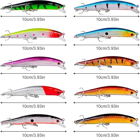 OriGlam 10 señuelos de pesca – Cebo de natación realista, señuelo duro Minnow para trucha - Imagen 4