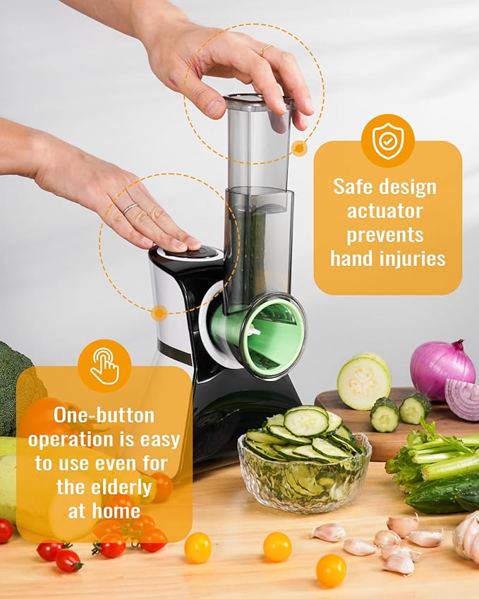 Rallador de queso eléctrico para ensaladas, cortador eléctrico 5 en 1 para cocina casera, control - Imagen 5