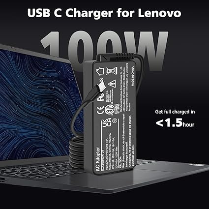 Cargador USB C para laptop, USB C de 100 W, repuesto de carga rápida para cargador de portátil - Imagen 5
