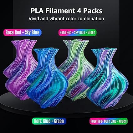 Silk PLA+ Pro 1.75mm filamento para impresora 3D - Paquete de 4 carretes multicolor (250gx4) - Imagen 6
