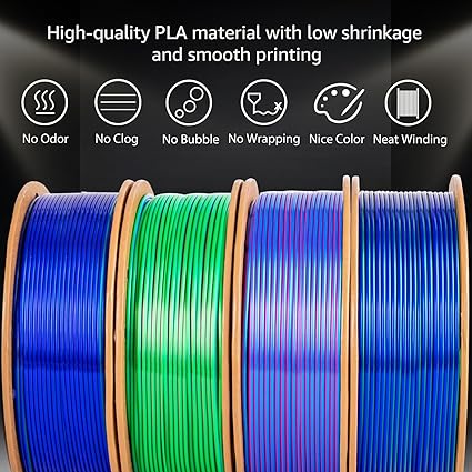 Silk PLA+ Pro 1.75mm filamento para impresora 3D - Paquete de 4 carretes multicolor (250gx4) - Imagen 5