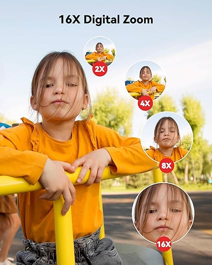Cámara digital para niños, regalos de cumpleaños de Navidad para niñas de 8 a 10 años, zoom 16X - Imagen 6