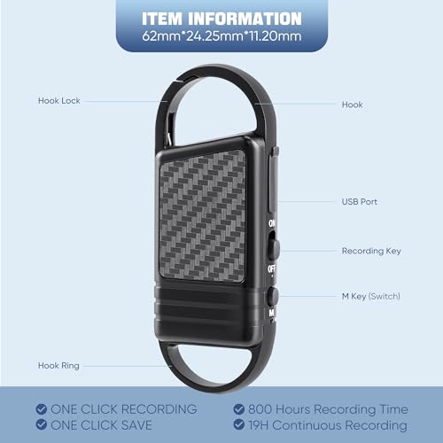 Grabadora de voz digital: dispositivo de grabación de 64 GB, mini grabadora de voz - Imagen 3