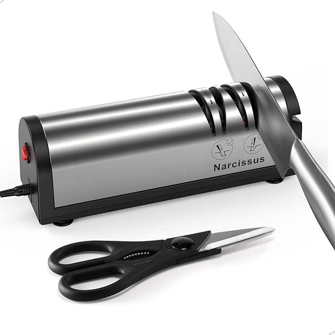 Narcissus Afilador de cuchillos eléctrico profesional de 2 etapas para afilado y pulido rápidos - Imagen 7
