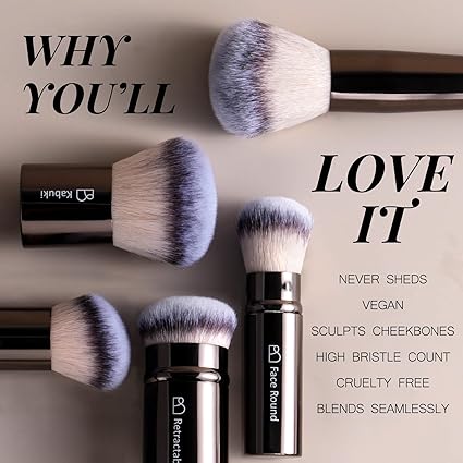Brochas de maquillaje profesionales BS-MALL con estuche de viaje, brocha Kabuki 20 piezas - Imagen 4