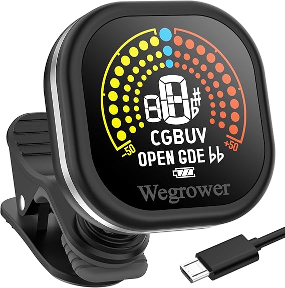 Afinador de guitarra recargable Wegrower, con pantalla LCD a color para guitarra, ukelele, violín - Imagen 7